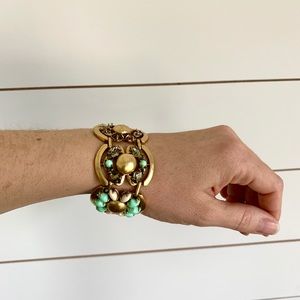 Stella & Dot Gold & Turquoise Statement Bracelet